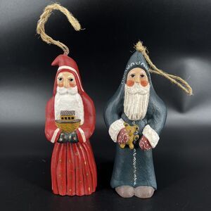 Lot 2 Randy Tate Santa Folk Art Christmas Figurines Boat Noah's Ark Teddy Bear